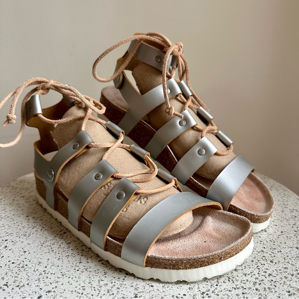 Birkenstock Beige and Metallic Sandals